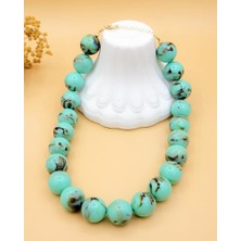 Nevoka Marble Büyük Boncuklu Mint Yeşili Kolye