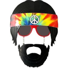 Tp Bfs     Siyah Saçlı Bandana Tasarımlı Hippi Parti Gözlüğü 26X18 cm