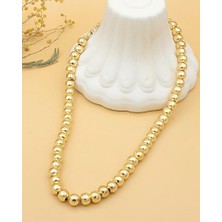 Nevoka Gold Renk Pirinç Kaplama Boncuk Kolye