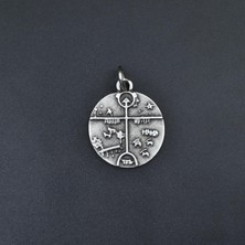 Alooya Türk Kam - Şaman Davulu Gümüş Kaplama Kolye Ucu