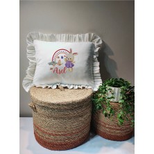 Moda Lime Isme Özel Baskılı Fırfırlı Bebek Dolgulu Yastık (Takı Yastığı Olarakta Kullanılabilir)