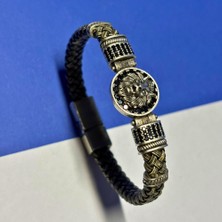 Begondio El Işçiliği ile Üretilmiş Hakiki Deri Erkek Bileklik