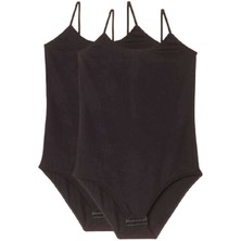 Royaleks 2 Adet Battal Beden Ip Askılı Kadın Çıtçıtlı Body Siyah