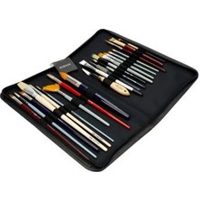 Bback Suni Deri Fermuarlı (Boş) Fırça Çantası Siyah