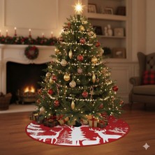 Mavi Masal Yılbaşı Çam Ağaç Örtüsü Yıkanabilir 65X65 cm Kış Temalı Desenli Şıklık