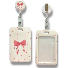 Yaka Kartlığı, Anahtarlık, Yoyolu Kartlık Koruyucu, Çekmeli Kart Tutucu, Kartlık Pembe Fiyonk Kalp