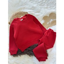 Noble Kids Esnek Ribana Bordo Çocuk Takımı – Sweatshirt & Alt, 18 Ay–6 Yaş