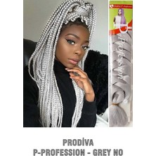 Prodiva Takma Saç Sentetik Örgülük Saç,afrika Örgüsü,rasta,twist Örgü, Grey, Gri