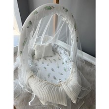 Jaju Baby Örgü Kumaş Tüy Desenli Cibinlik Tüllü Babynest