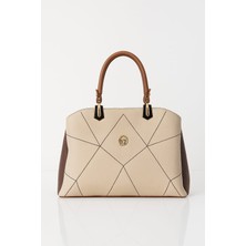 Lüks Model Krem & Kahverengi Kadın Çanta