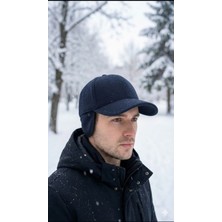 Eleven Markets Kulaklı Lacivert Kaşe Şapka Kışlık Kaşe Erkek Şapka