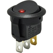 Demir Led Yuvarlak Nokta Kırmızı Işıklı On-Off 12 Volt Anahtar 3 Pinli Yuvarlak Işıklı Switch (5 Adet)