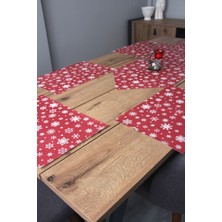 Astarli Supla & Pvc Runner 7 Parça Set Kırmızı Kar Desen