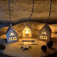 Dofa 2202 Beyaz  Kalpli Tealight Mumluk Ev. 3 Adet Işıklı
