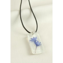 Marsilyan Peygamber Çiçeği Simli Dikdörtgen Epoksi Kolye