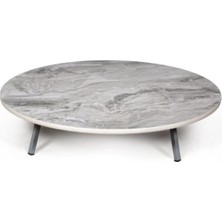 abnturk 80CM Katlanabilir Metal Ayaklı Sofra Mermer Desen Yer Sofrası Masa Geleneksel Sağlıklı Yemek Sofrası