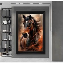 Bfm Dijital Baskı Merkezi Asil At Portresi  Çerçeveli Mdf Tablo Modern Duvar  Salon ve Ofis  Dekoru Için Şık Bir Tasarım