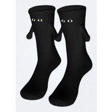 Carnaval Socks Kadın – Erkek Mıknatıslı Elele Tutuşan Çorap (1 Adet) – Halay Çeken Kanka Çorabı – Sevimli Yüz Tasarım