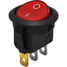 Demir Led Yuvarlak Işıklı On-Off 220 Volt Anahtar Kırmızı 3 Pinli Yuvarlak Işıklı Switch (5 Adet)