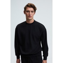 Grimelange VIENTO Erkek Bisiklet Yaka Uzun Kollu Regular Fit Siyah Sweatshirt