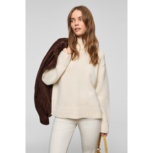 Grimelange JOYITA Kadın Balıkçı Yaka Oversize Triko Ekru Kazak