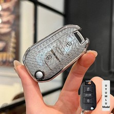 Alazpay Peugeot 208 301 307 308 508 2008 3008 Partner Van Elmas Kesim Tpu Anahtar Kılıfı (Beyaz)