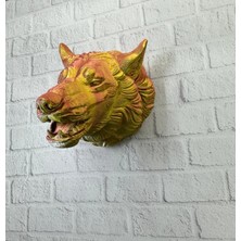 Shopwave Gold Kurt Duvar Aksesuarı Asılabilir 3D Dekoratif Heykel 25X19 cm