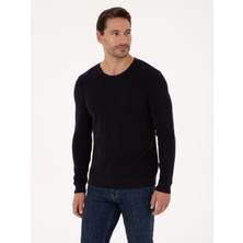 Cacharel Erkek Lacivert Slim Fit Pamuk Karışımlı Bisiklet Yaka Triko Kazak 50318983-VR033
