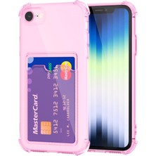 Teknomoda Apple iPhone 7 Kılıf Kartlıklı Anti Şok Korumalı Şeffaf Silikon Pembe