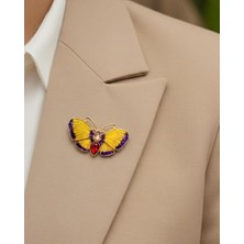 Nevoka Sarı Taşlı Kelebek Broş