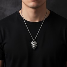 Alooya Güç Tılsımı Aslan Kral Gümüş Kaplama Örme Zincir Kolye