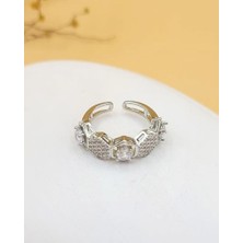 Nevoka Silver Petek Formlu Yarım Tur Zirkon Yüzük