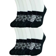 Royaleks 12 Adet Önü Transparan Kadın Fantezi Desenli Babet Çorap