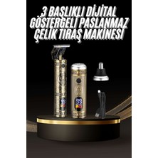Fantastik Store Tıraş Makinesi Pro 3 Başlıklı Dijital Göstergeli Saç Sakal Kulak ve Burun