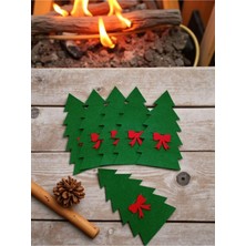 Empressco Yılbaşı Temalı Yeşil Keçe Kaşık, 6'lı Paket, Renkli ve Şık Tasarım