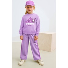 Noble Kids Kuromi Kız Çocuk Takımı Lila - Sweatshirt & Boru Paça Jogger
