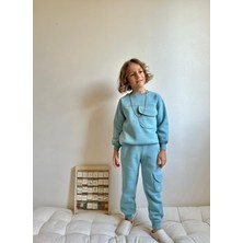 Rapapa Çocuk Kargo Cepli 3 Iplik Şardonlu Eşofman Takımı – Sokak Stili Rahat Kalıp 9107Y