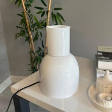 Bamyum Shiny Masa Lambası Beyaz Renk Çalışma Lambası Dekoratif Metal Abajur Modeli Ofis Ev Aydınlatma