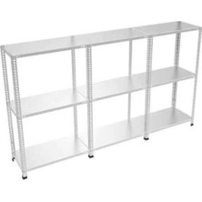 Rafistan 3 Katlı Galvaniz Çelik Raf 43x279x150 cm - Depo, Arşiv, Kiler, Dosya, Market Rafı