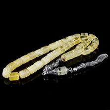 Takı925 Kapsül Kesim Damla Kehribar Tesbih 925 Ayar Gümüş Püsküllü