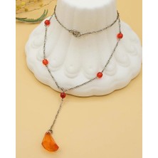 Nevoka Ateş Kırmızı Akrilik Boncuk Kolye