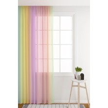 ZÜPER TEKSTİL Tül Perde Seyrek Pile (1x2) Bebek Odası Çocuk Odası Gökkuşağı Renkleri Desenli Perde