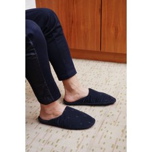 Peluche Lacivert Baklava Desenli Erkek Ev Terliği