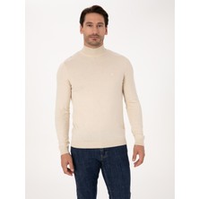 Cacharel Erkek Bej Slim Fit Pamuk Karışımlı Yarım Balıkçı Yaka Triko Kazak 50318619-VR011