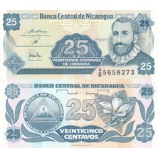 Nikaragua 25 Centavos Yabancı Kağıt Para Çil ( Unc ) Koleksiyon Para
