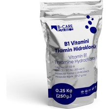 B-Care Nutrition Vitamin B1(Tiamin Mononitrat) Toz Hammadde 0.25 kg (250G.) Saf, Katkısız ve Aromasız