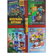 Ada Çanta Kırtasiye 4 Adet Stickerli Boyama Kitabı ve 12 Li Tüp Kuru Boya Kalemi (Minecraftb/ninja Kapl./pm/pawpatrolb)