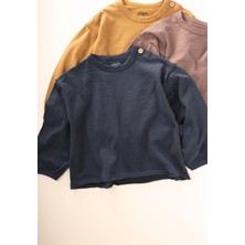 Cigit Fırçalı Rustik Uzun Kollu T-Shırt 1-7 Yaş Lacivert