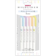 Zebra Mildliner Çift Taraflı Fırça Uçlu Işaretleme Kalemi 5li Set  5C-YC-N SET