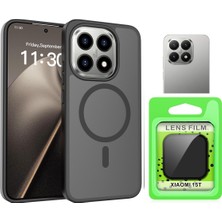 Vendas Xiaomi 15T Kılıf Sert PC Arka Yüzey Wireless Şarj Özellikli Zore Flet M-safe Kapak + Kamera Lens Koruyucu